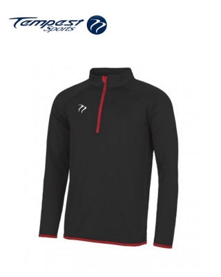 Tempest Mens Black Red Half Zip Midlayer